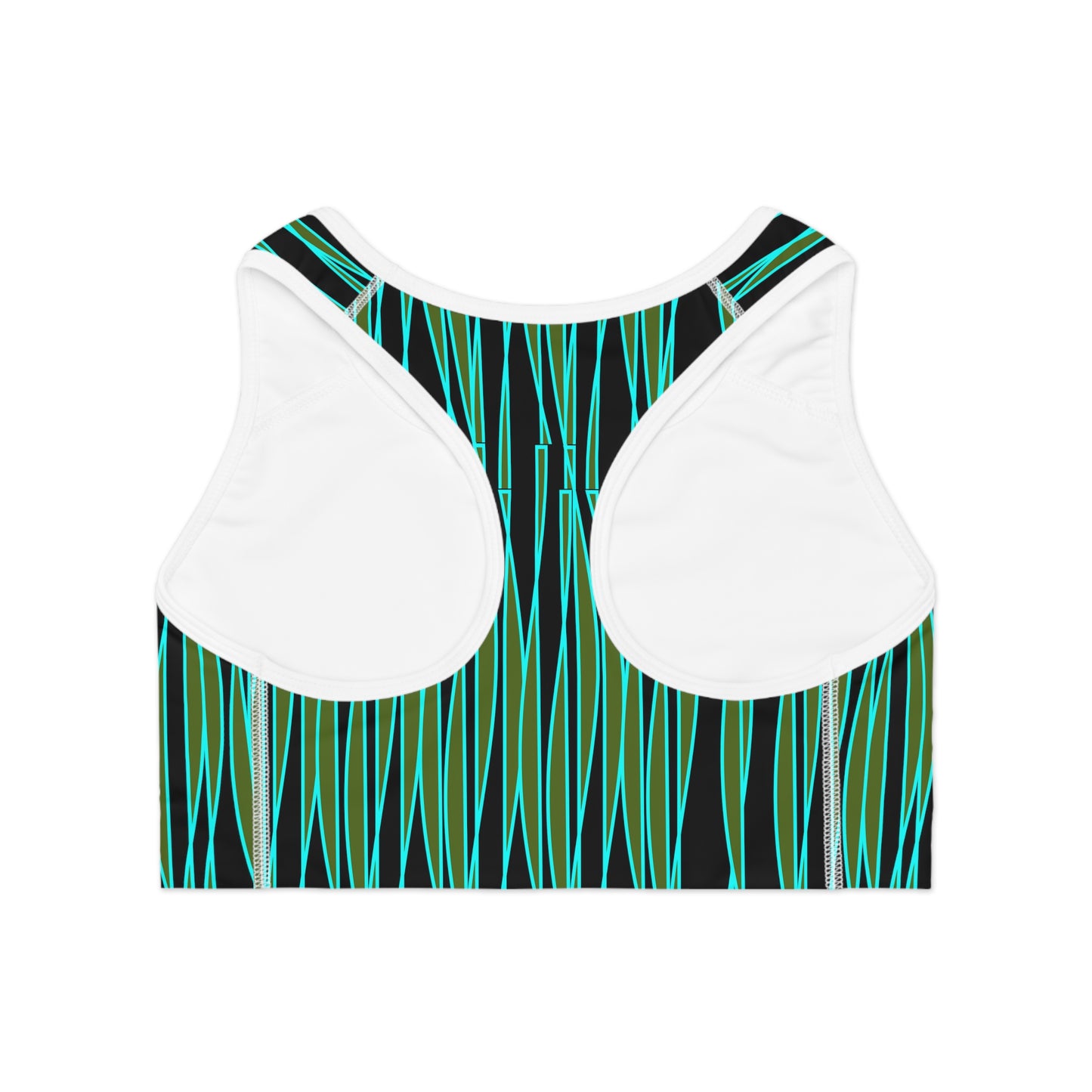 Light Ribbons ( Black) Sports Bra (AOP)