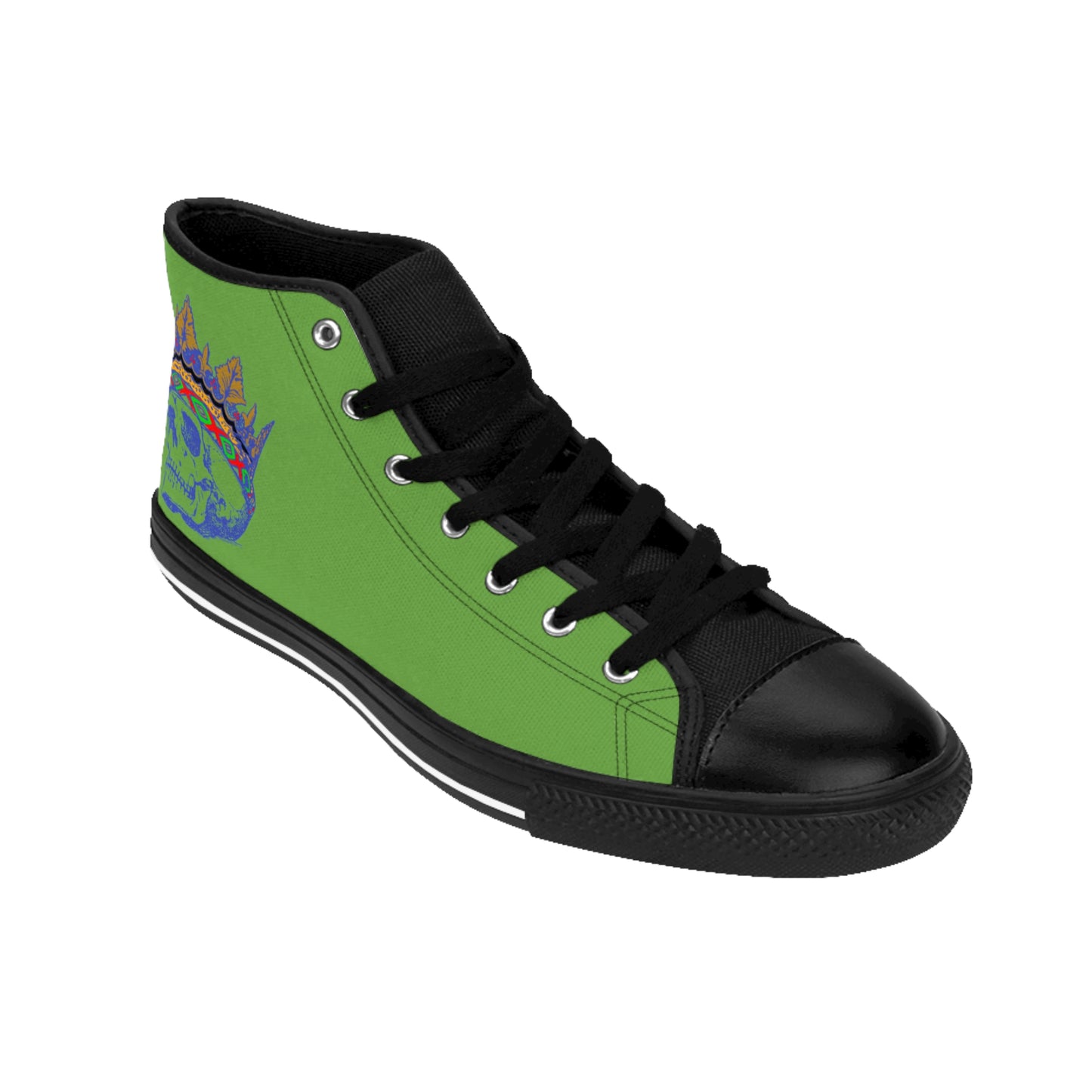 Queen SKULL On Green Women's Classic Sneakers