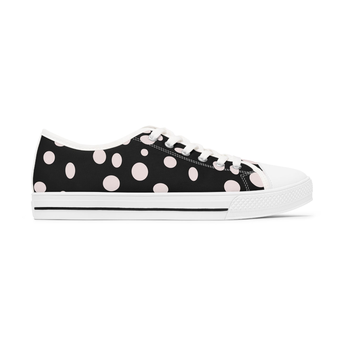 White Dots on Black Women's Low Top Sneakers