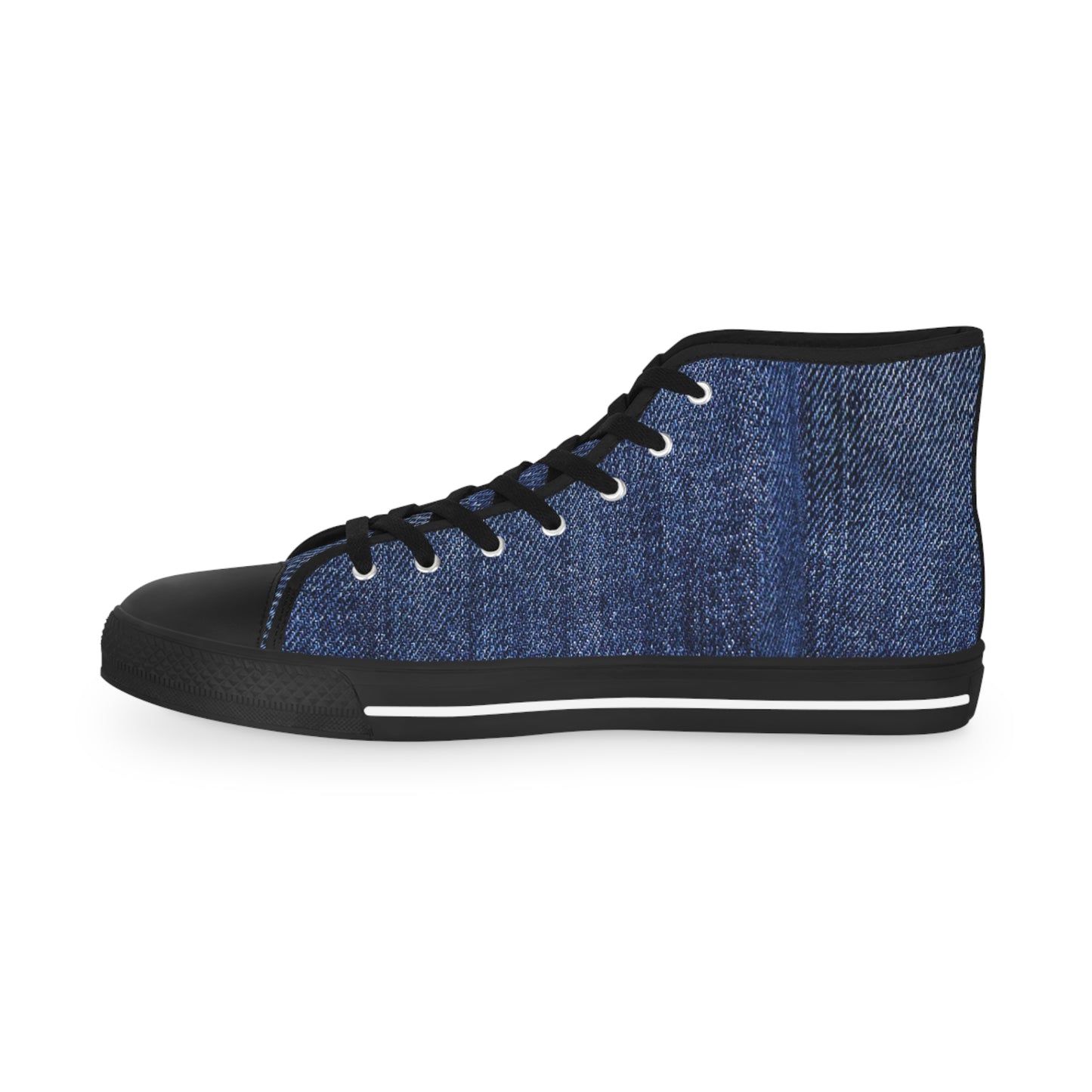 Blue Denim Style Men's High Top Sneakers