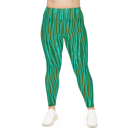 Light Ribbons [Green] Plus Size Leggings