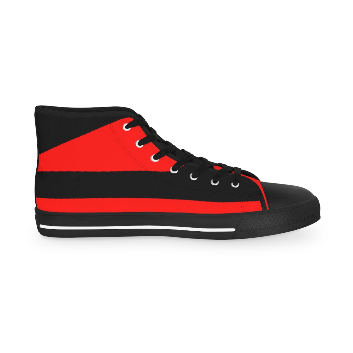 Black on Red Men's High Top Sneakers