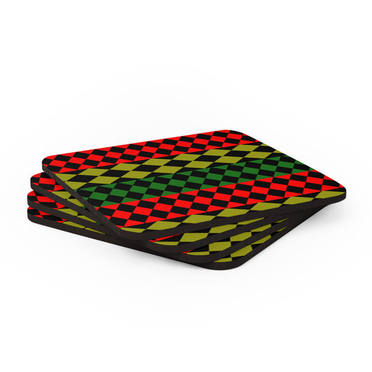 Pan African Flag  Corkwood Coaster Set