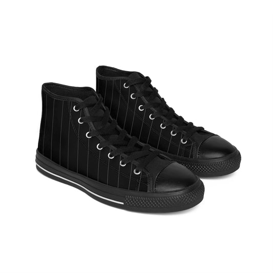 Black Pinstriped Women's Classic Sneakers