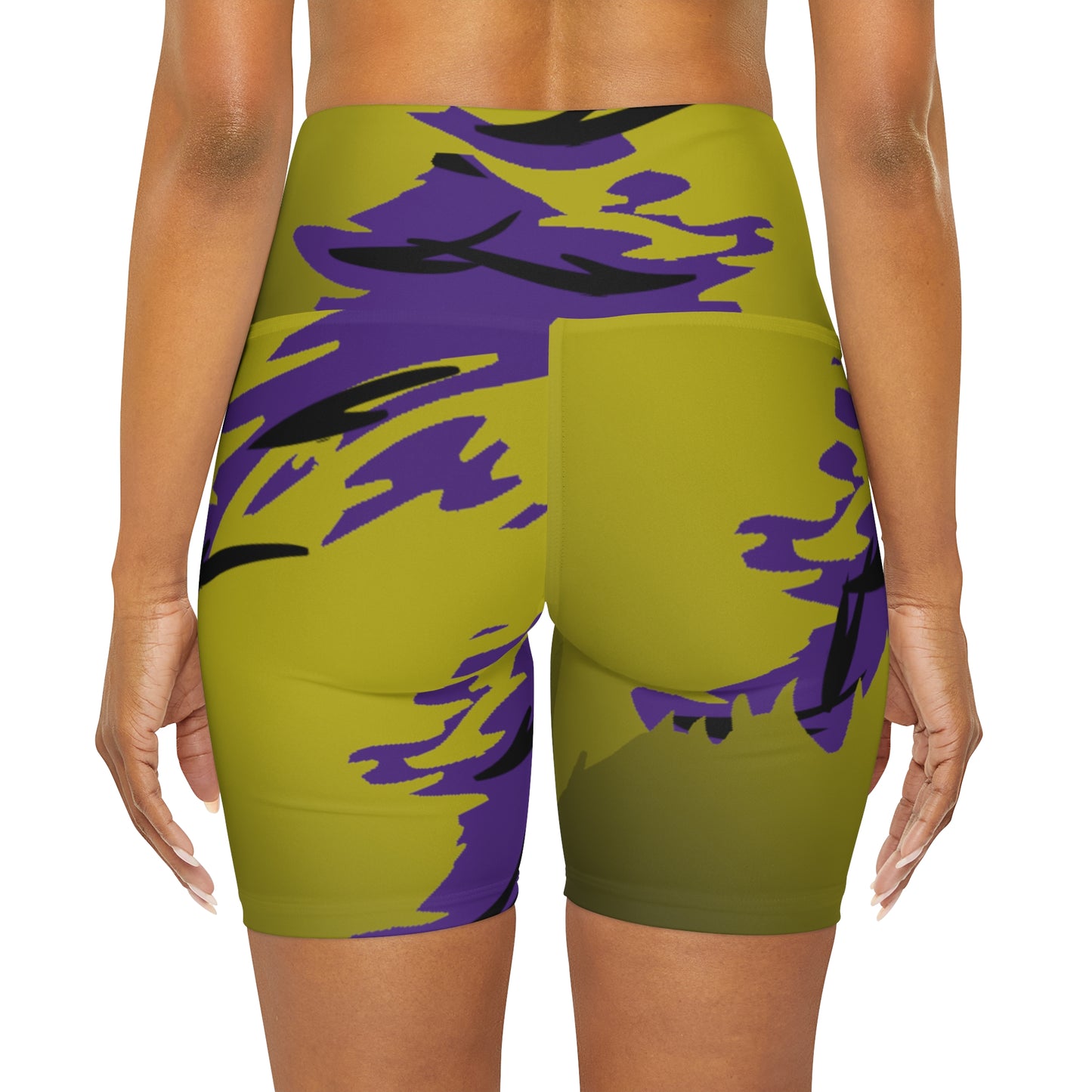 Golden Black  Raptor High Waisted Yoga Shorts (AOP)