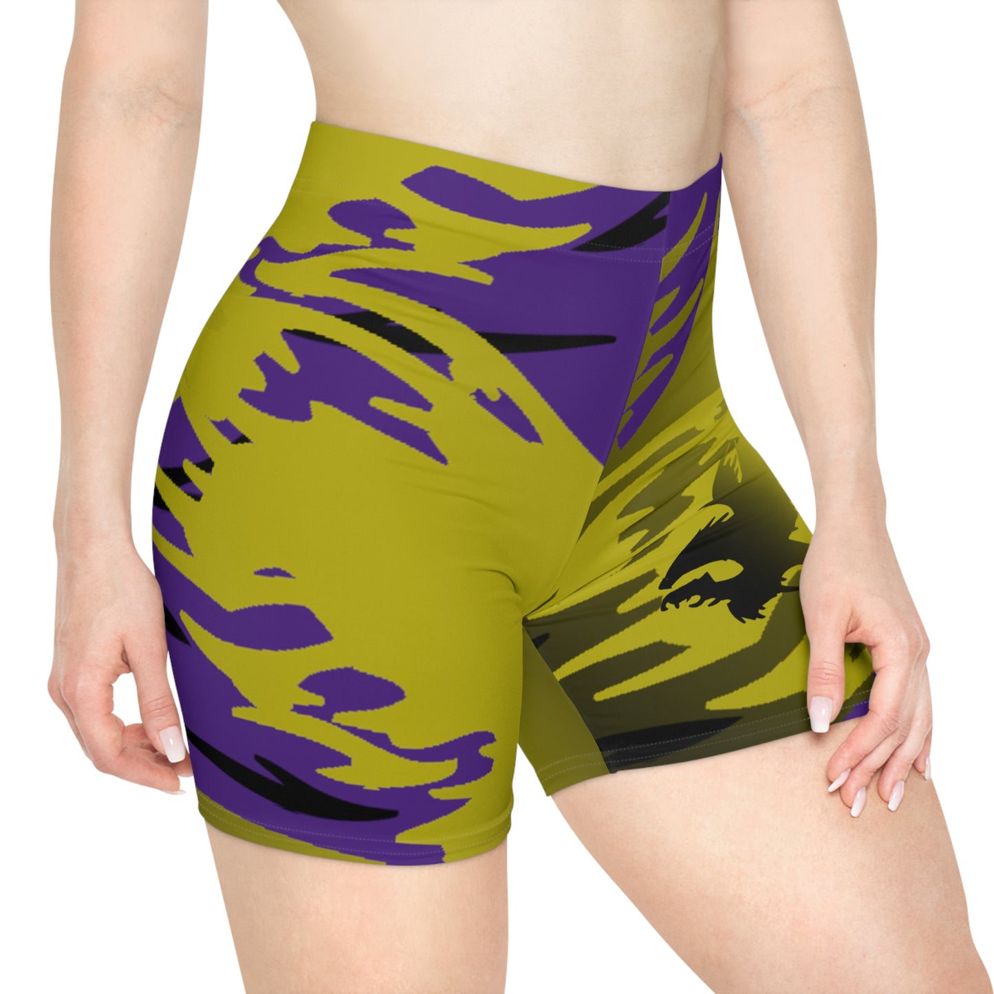 Golden  Black  Raptor   Women's Biker Shorts (AOP)