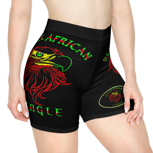 Black African Eagle Women's Biker Shorts (AOP)