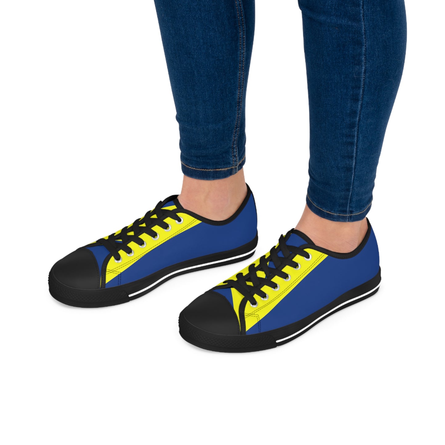 Yellow On Blue Women's Low Top Sneakers