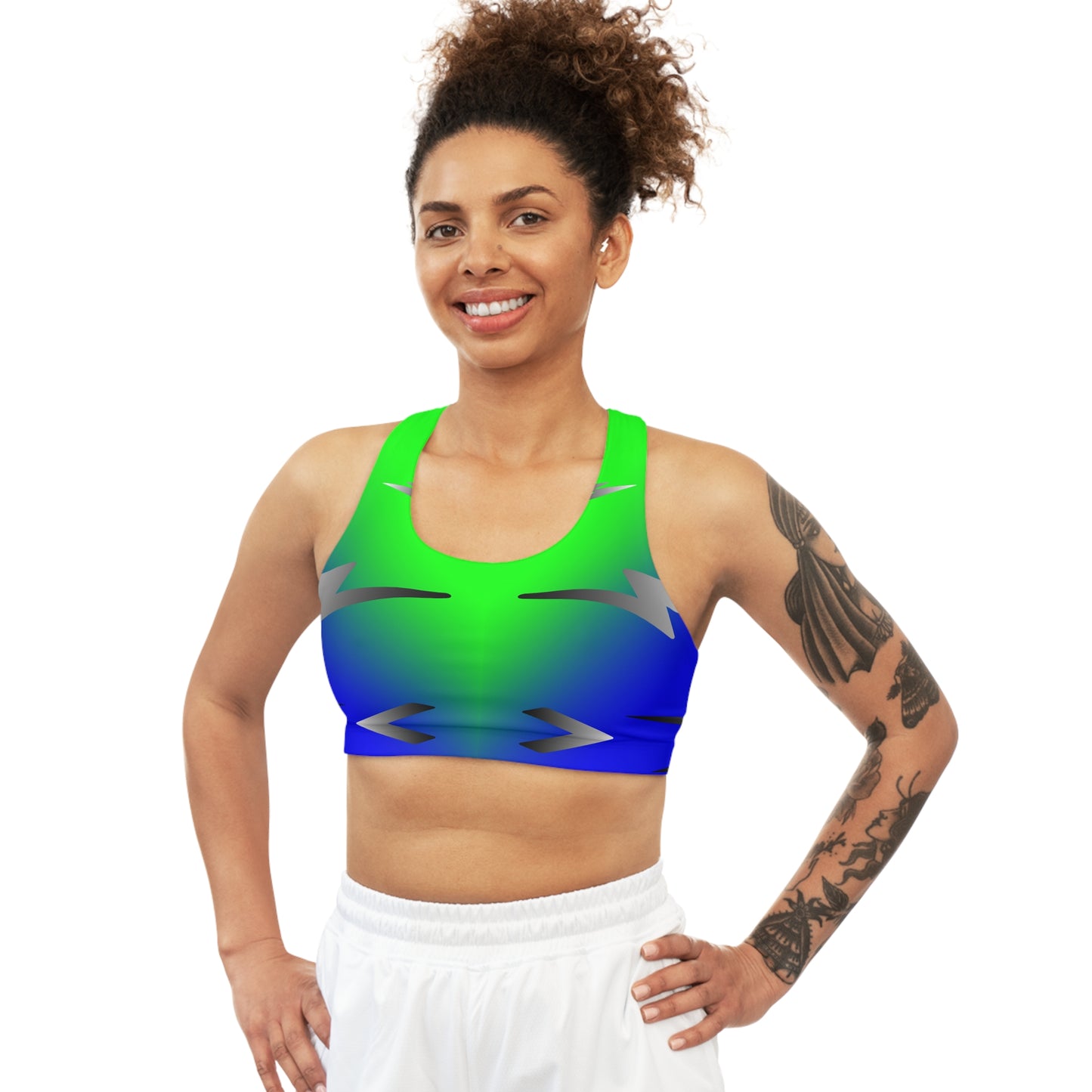 Silver Green  Seamless Sports Bra (AOP)