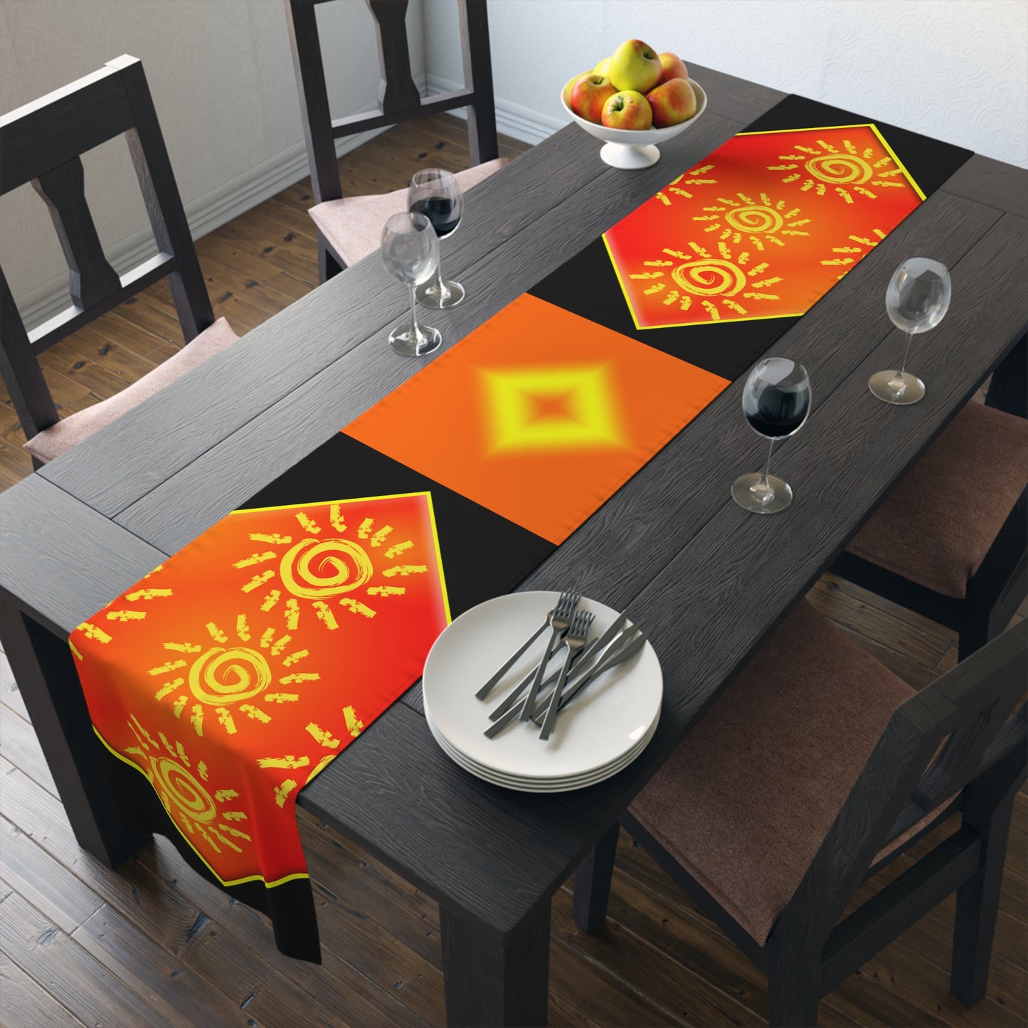 Sun Shine [Black] Table Runner (Cotton, Poly)