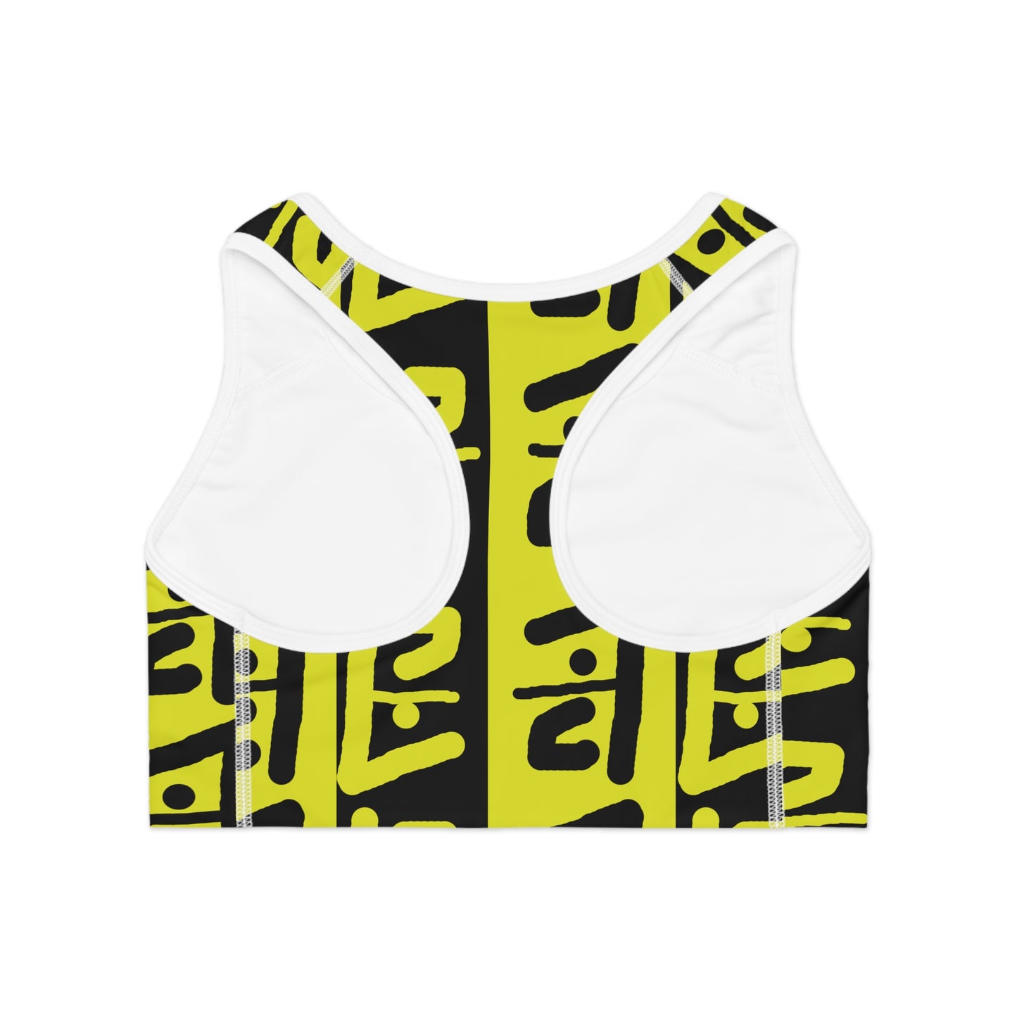 Black & Gold Q Sports Bra (AOP)