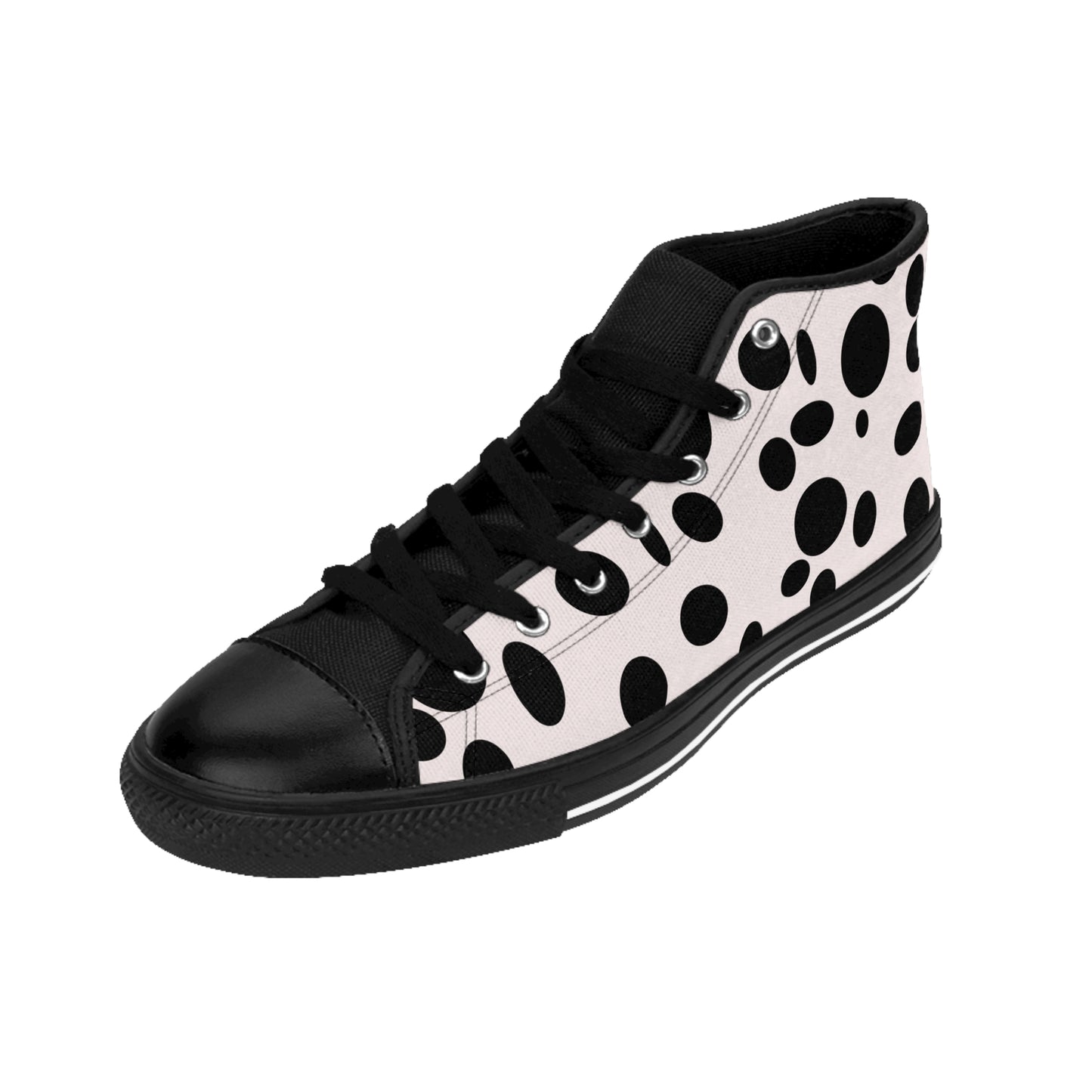 Black Dots on white Women's Classic Sneakers