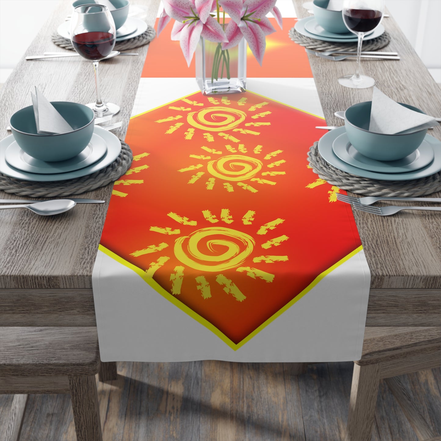 Sun Shine [White] Table Runner (Cotton, Poly)