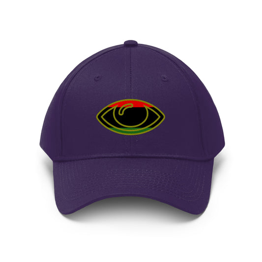 Pan African Flag Eye   (EMBROIDERED )  Unisex Twill Hat