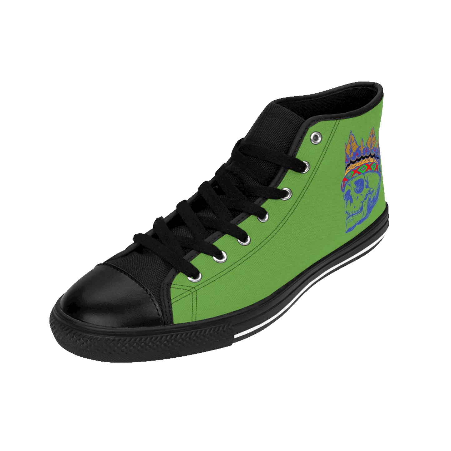 Queen SKULL On Green  Women's Classic Sneakers