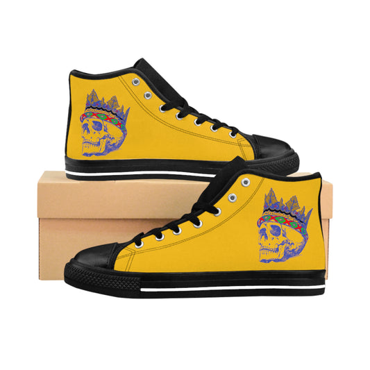 QUEEN SKULL On Mustard  Women's Classic Sneakers