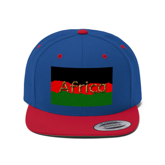 Africa in Gold (EMBROIDERED)  Unisex Flat Bill Hat