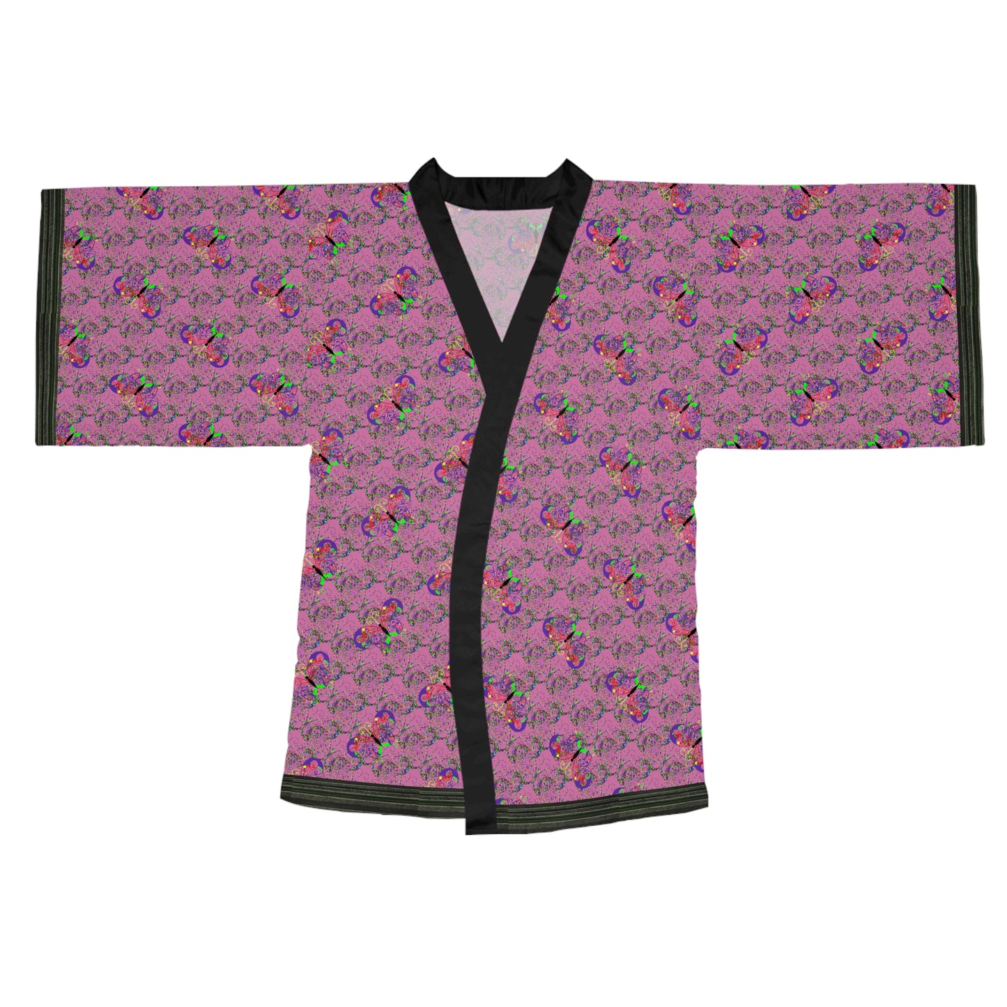 Butterfly Purple Lins Long Sleeve Kimono Robe