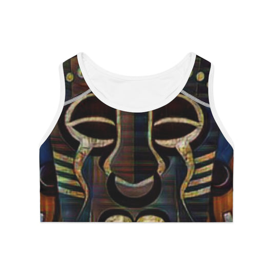 Tribal African Mask (Link) Sports Bra (AOP)