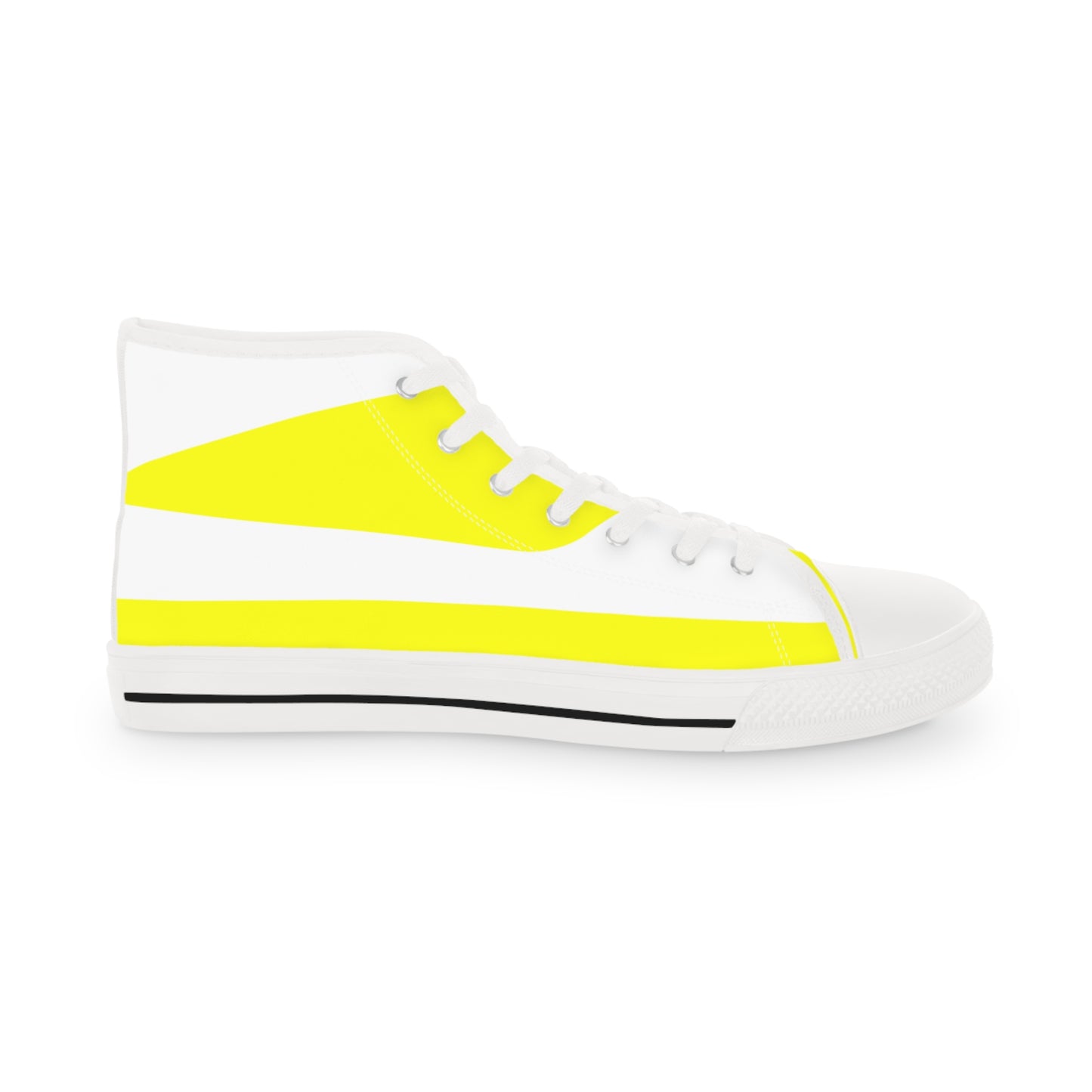 Yellow On White Men's High Top Sneakers