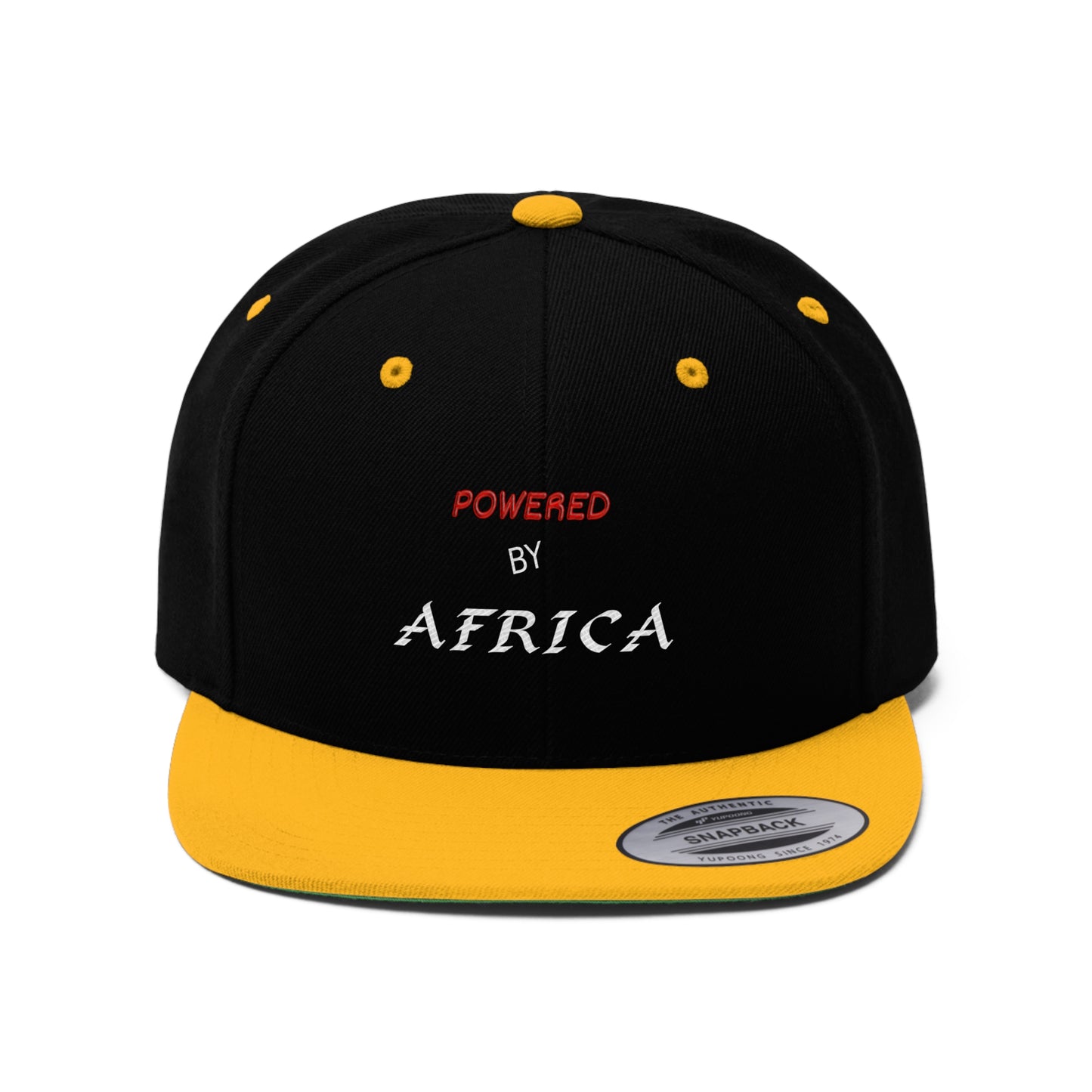 Powered By Africa (EMBROIDERED)  Unisex Flat Bill Hat