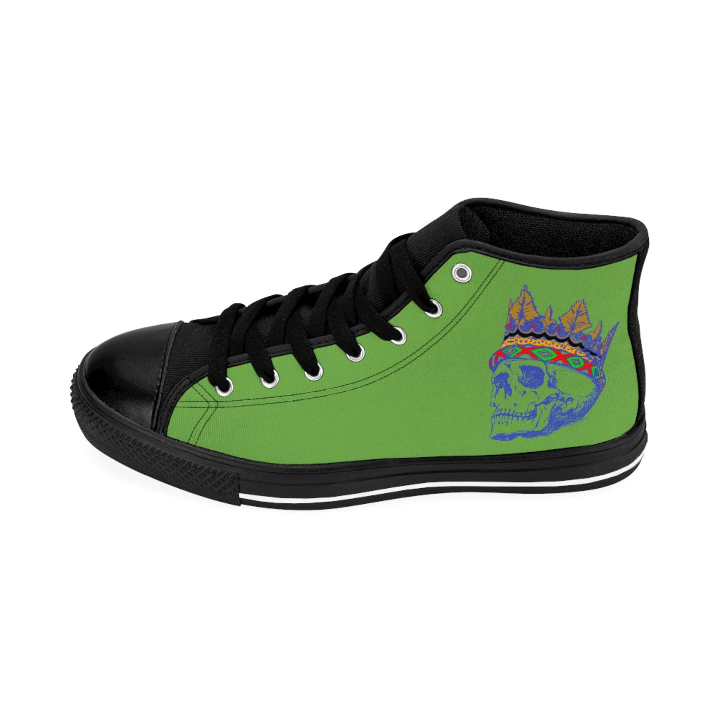 Queen SKULL On Green  Women's Classic Sneakers