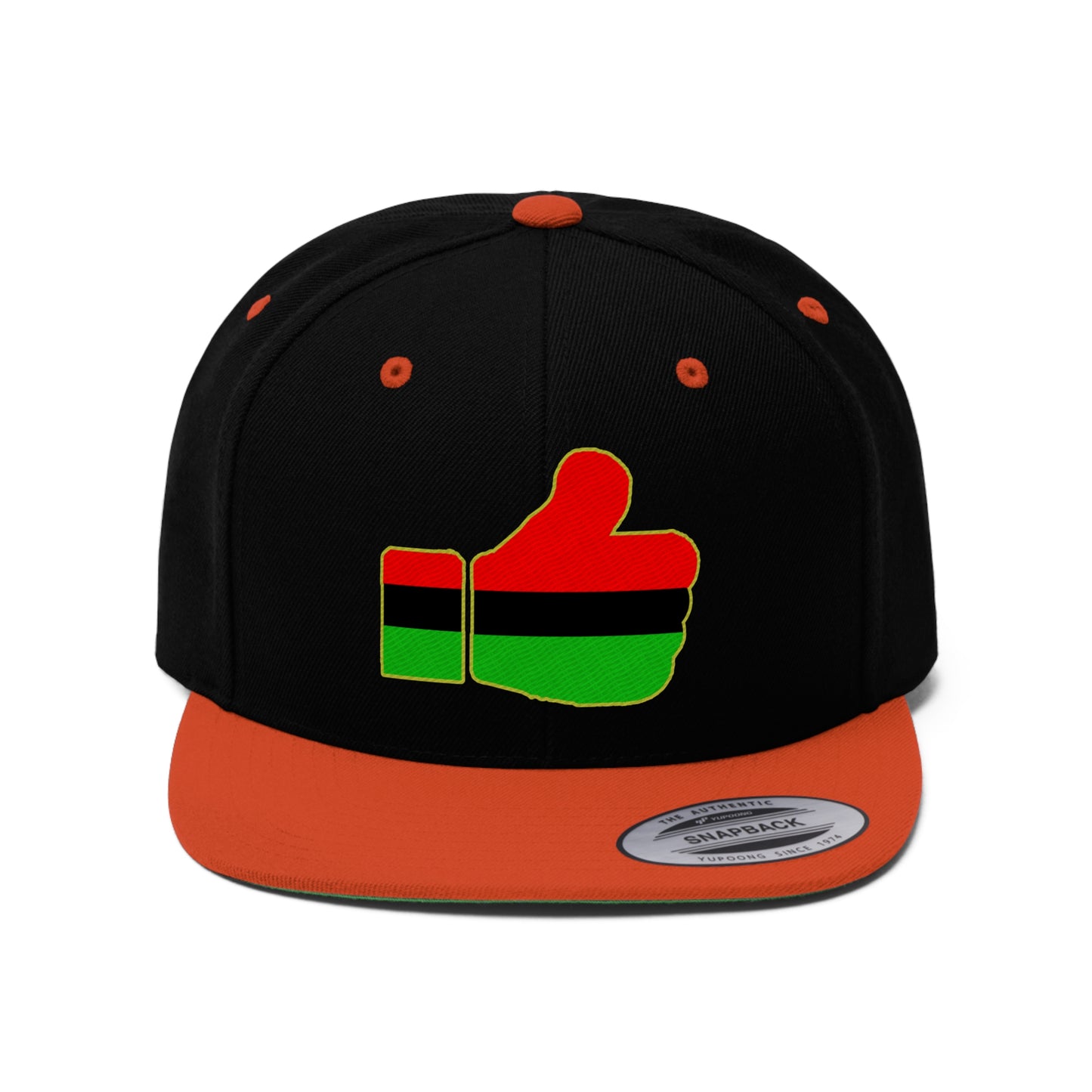 Thumbs Up  African Diaspora (EMBROIDERED)  Unisex Flat Bill Hat