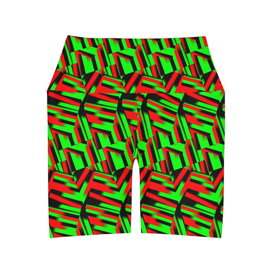 Afro Strips High Waisted Yoga Shorts (AOP)