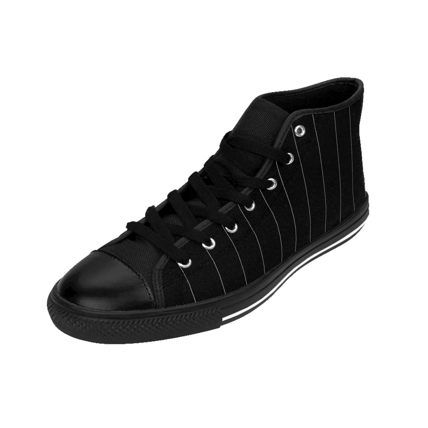 Black Pinstriped Women's Classic Sneakers