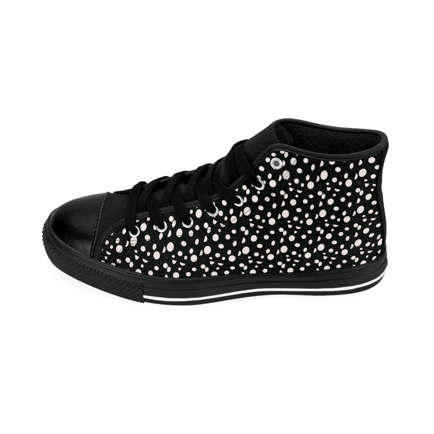 Small White Dots on Black Women's Classic Sneakers