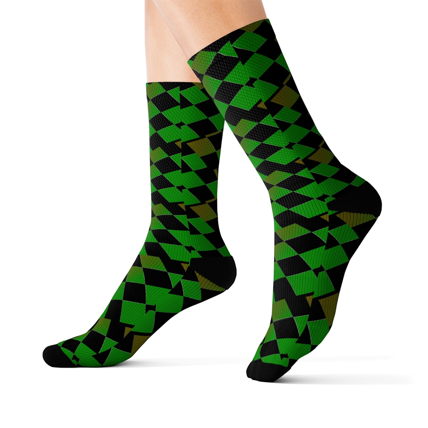 Checker Brd Green & Gold     Sublimation Socks