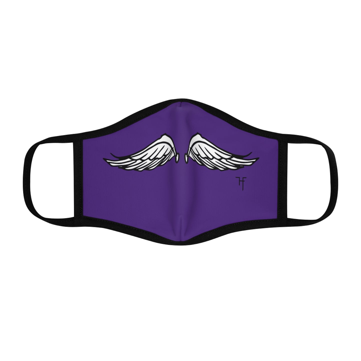 Wings On Purple Fitted Polyester Face Mask