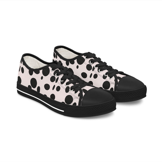 Black Dots on White Women's Low Top Sneakers