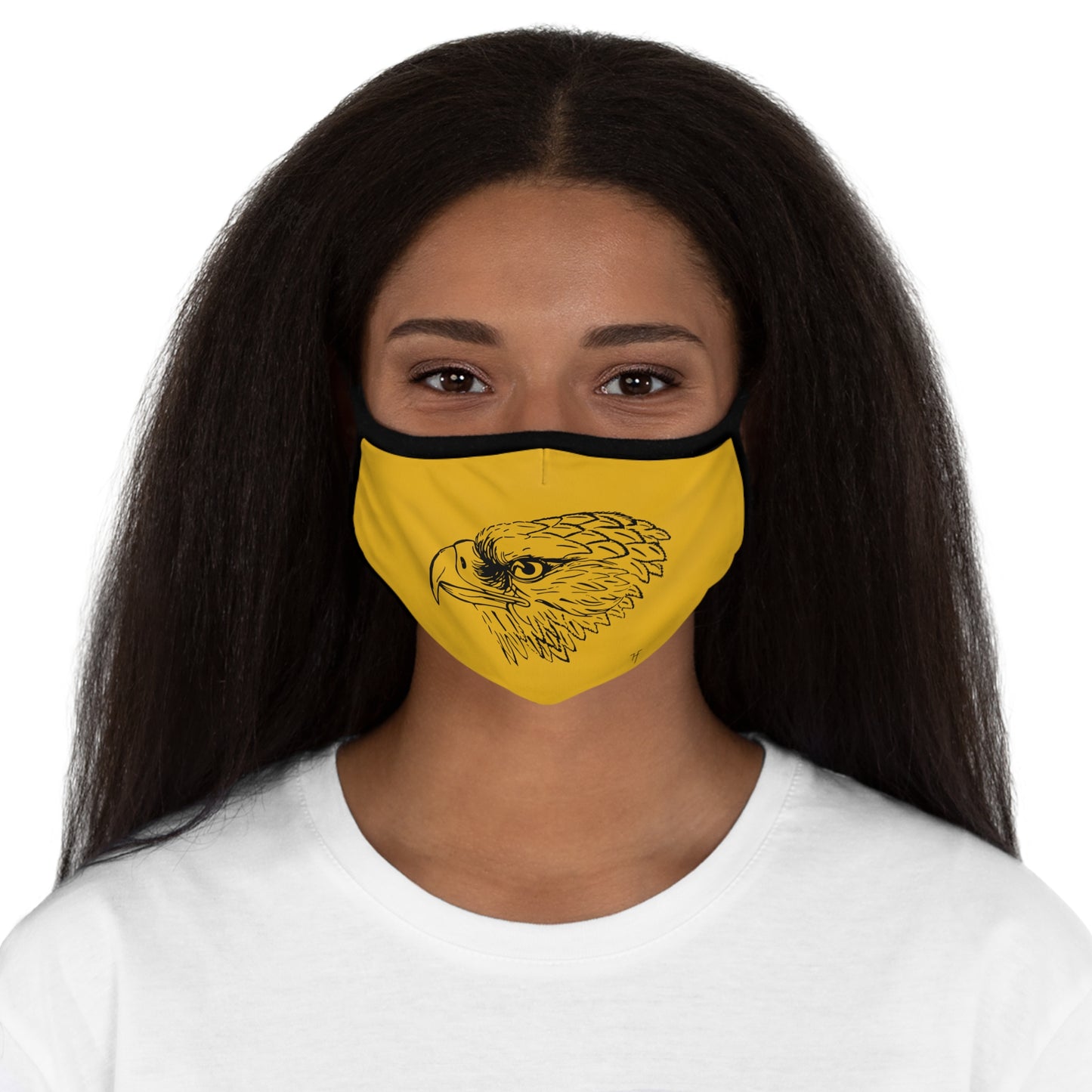 Bird On Gold Fitted Polyester Face Mask