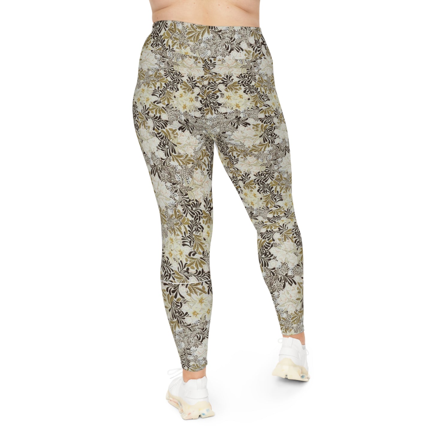 Black Tan Leaves Plus Size Leggings