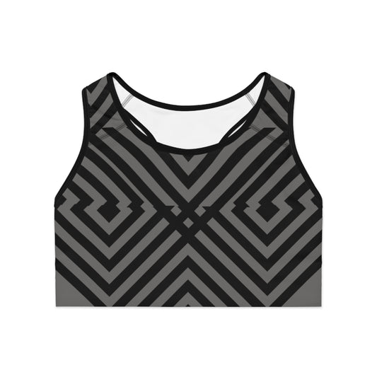 Chrome With Strips Sports Bra (AOP)