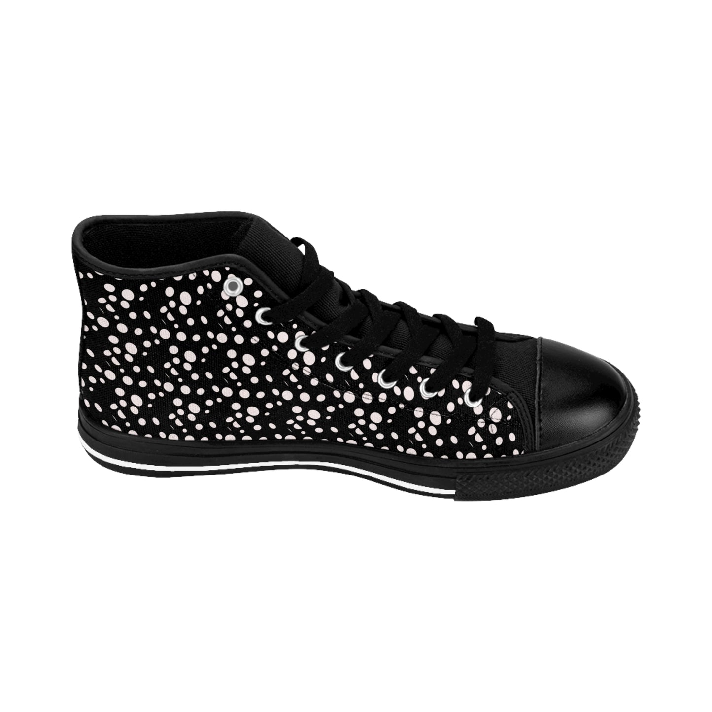 Small White Dots on Black Women's Classic Sneakers