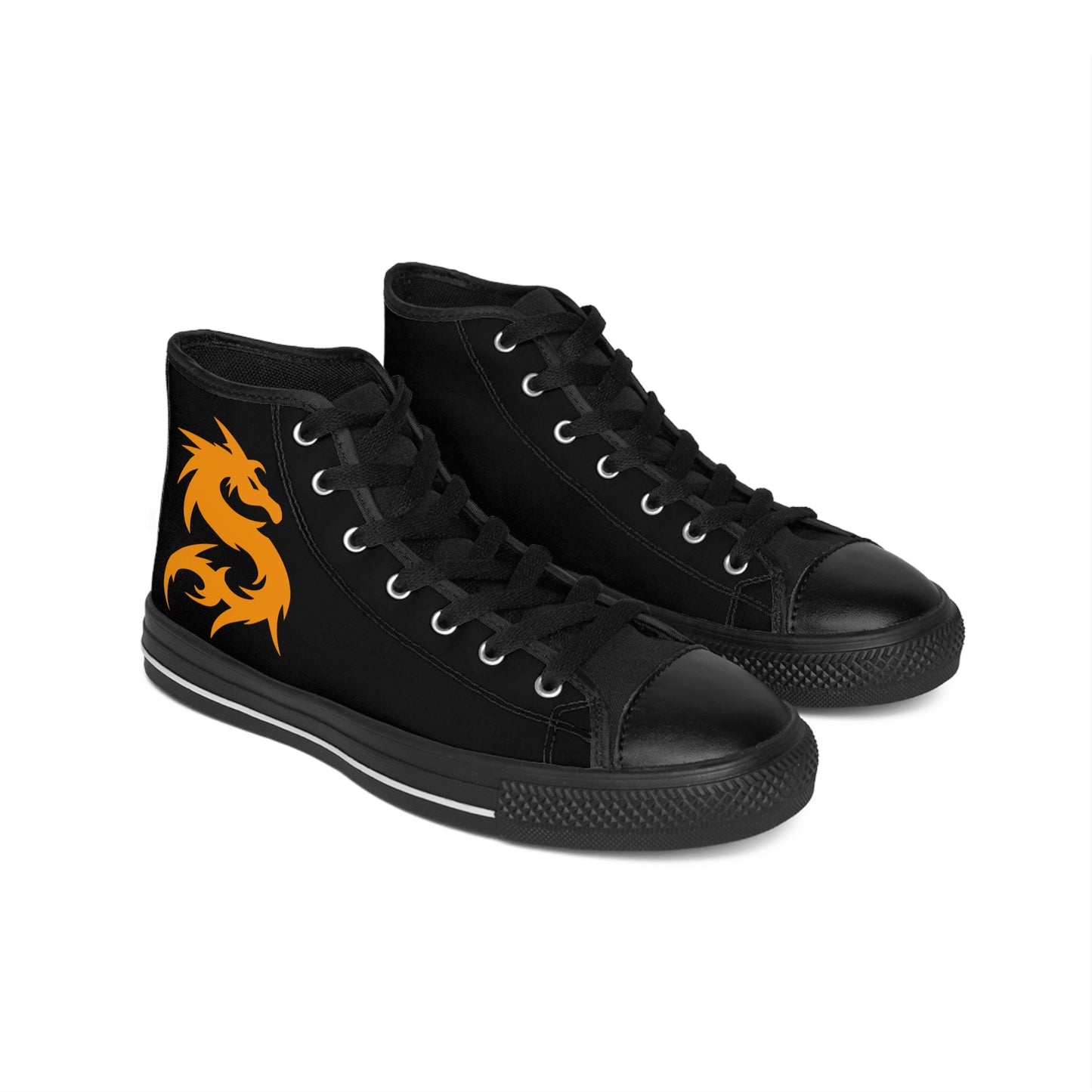 Golden Dragon On Black Women's Classic Sneakers