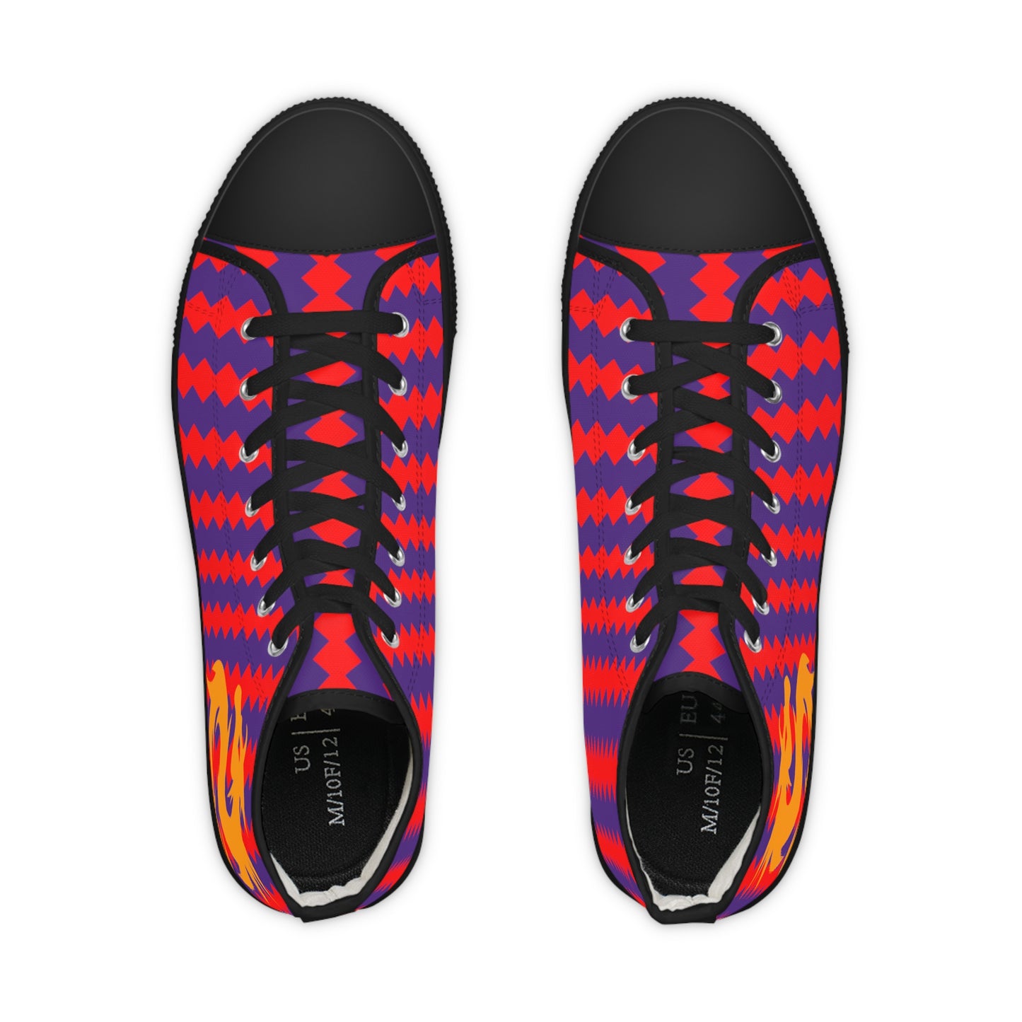 Golden Dragon on Purple and Red Men's High Top Sneakers