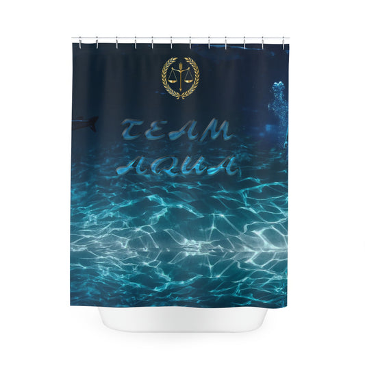 Team Aqua Polyester Shower Curtain