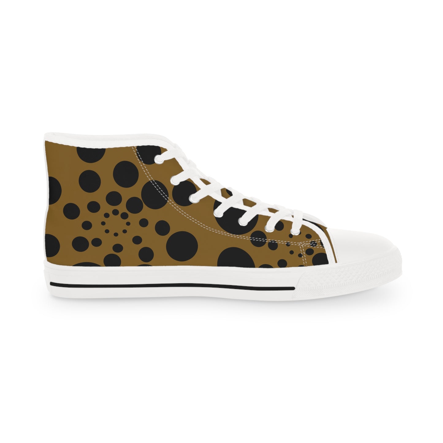 Spotted Circles Black on Beige Men's High Top Sneakers