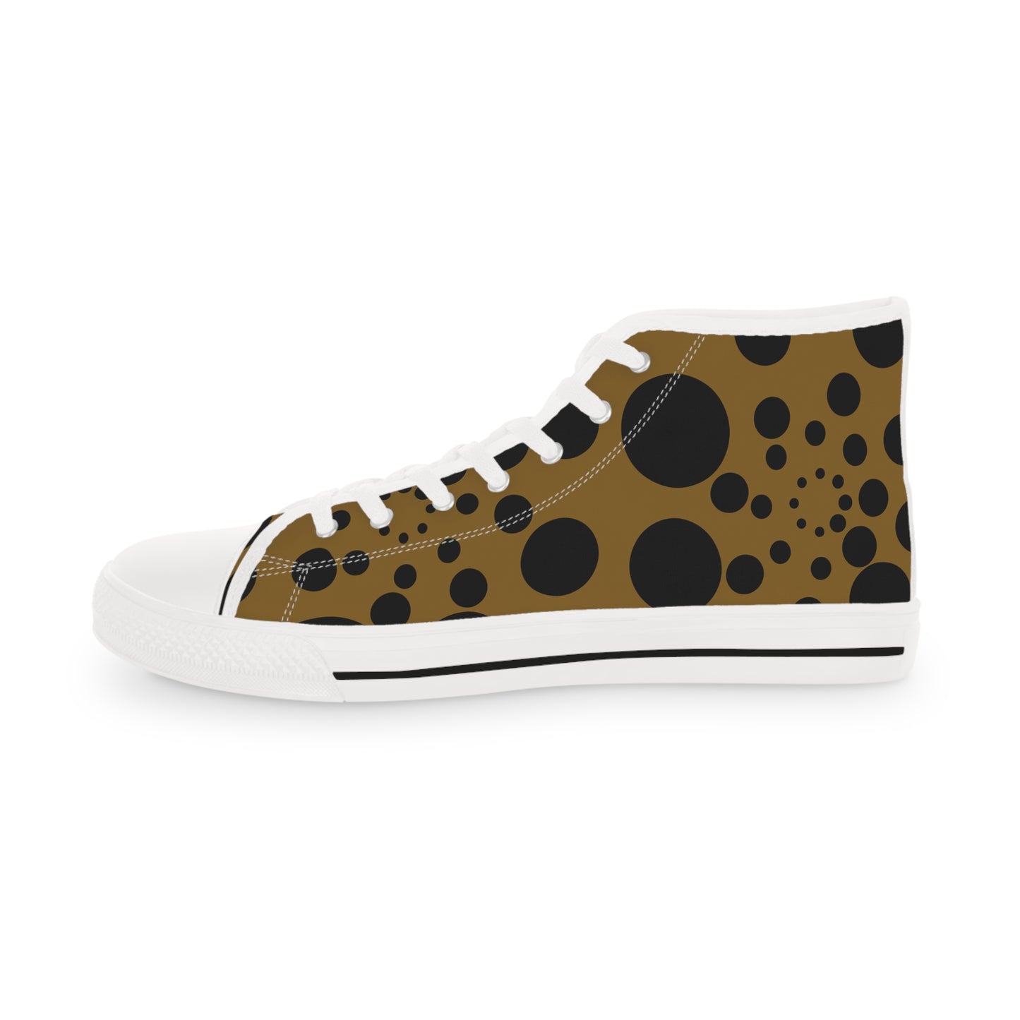 Spotted Circles Black on Beige Men's High Top Sneakers