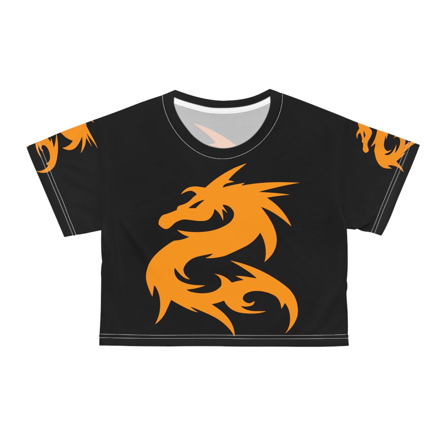 Gold Dragon on Black Crop Tee