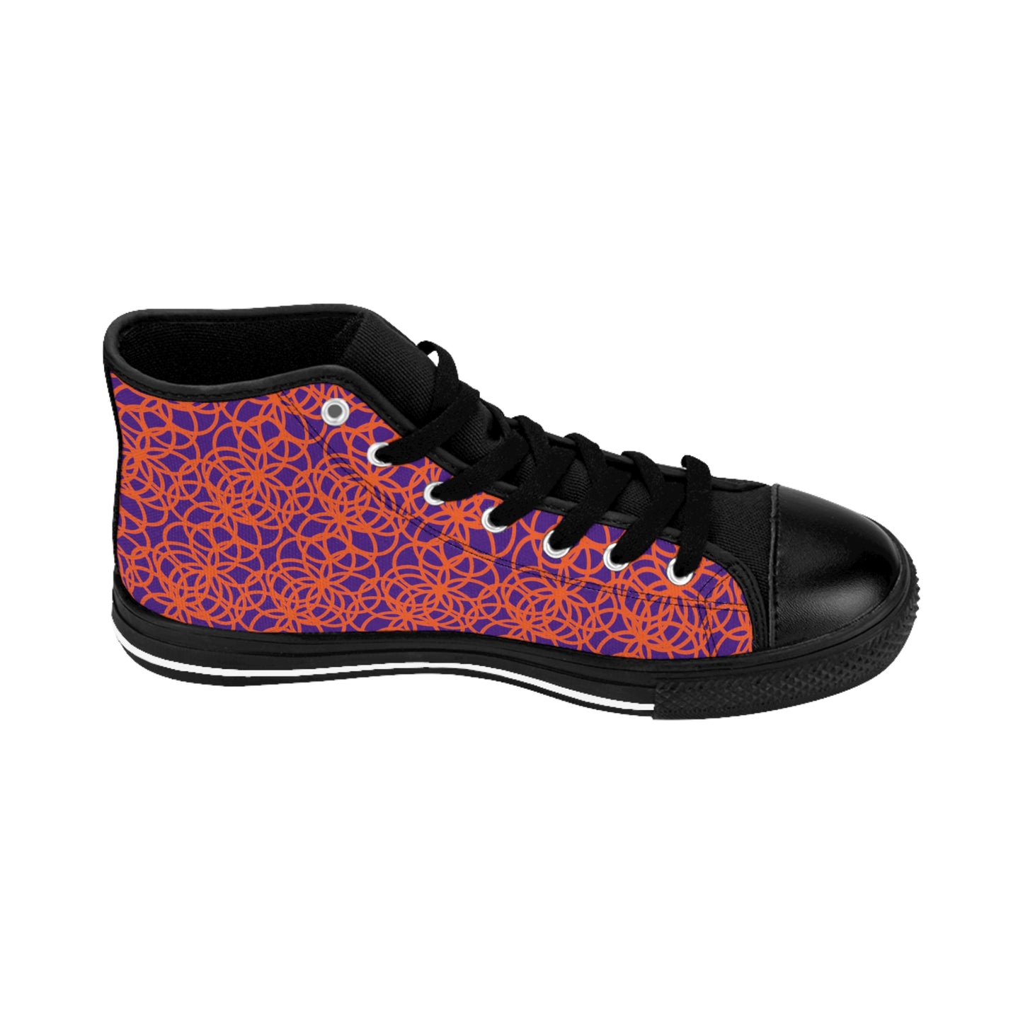 Orange Bubbles  On Purple Women's Classic Sneakers