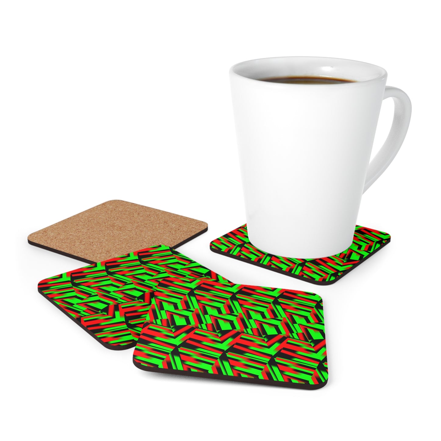 Afro Strips Corkwood Coaster Set