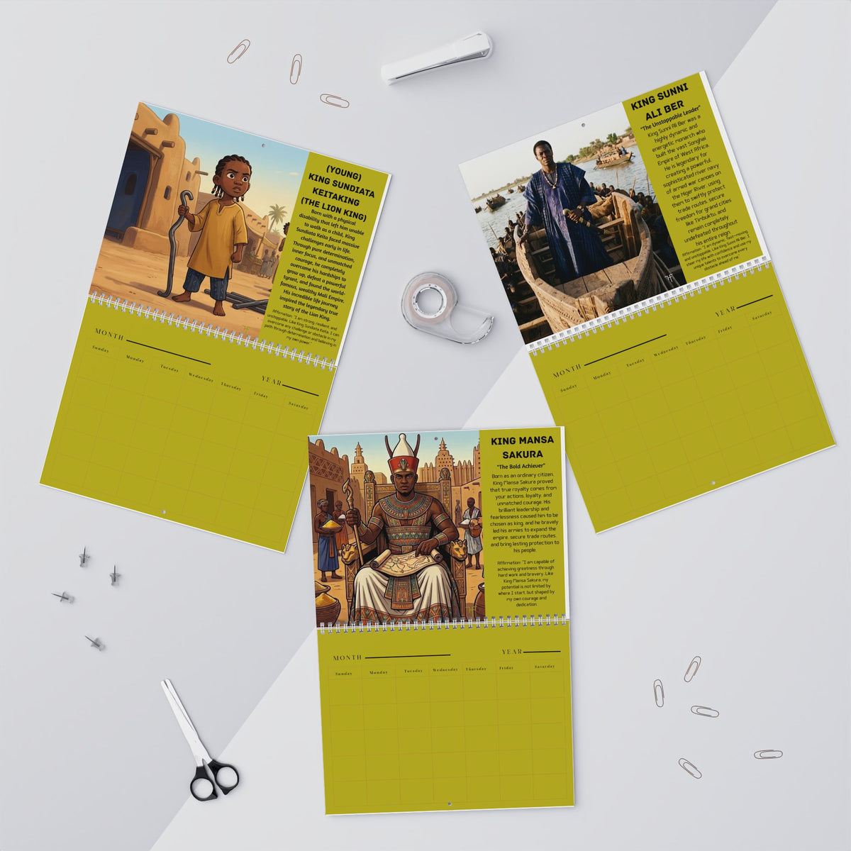 African Kings Wall Calendar — Undated Black Children's History & Culture Calendar