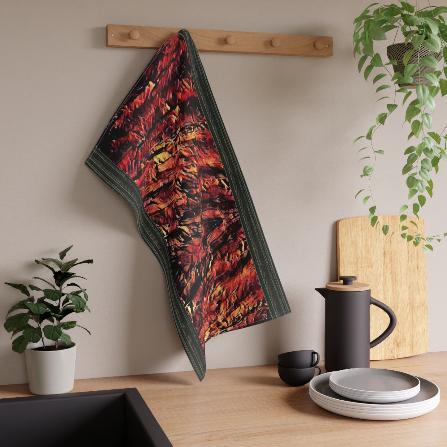 Red  Wood Kitchen Towel