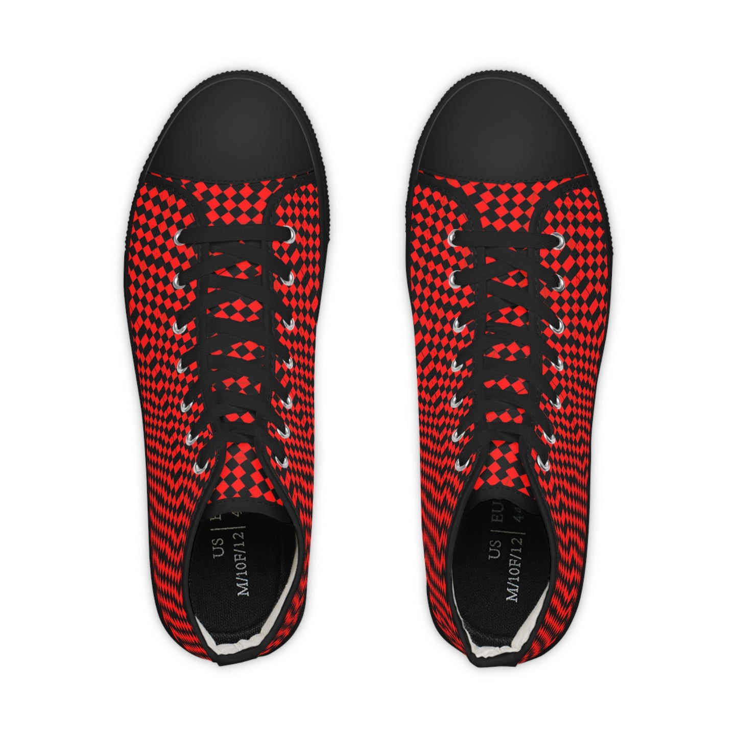 Red    and Black Checkered Men's High Top Sneakers