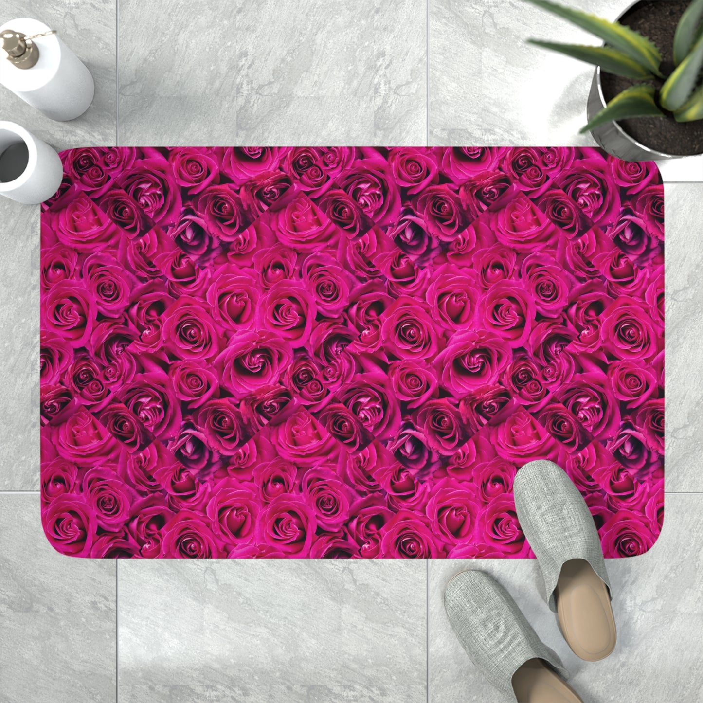 pink-roses Memory Foam Bath Mat