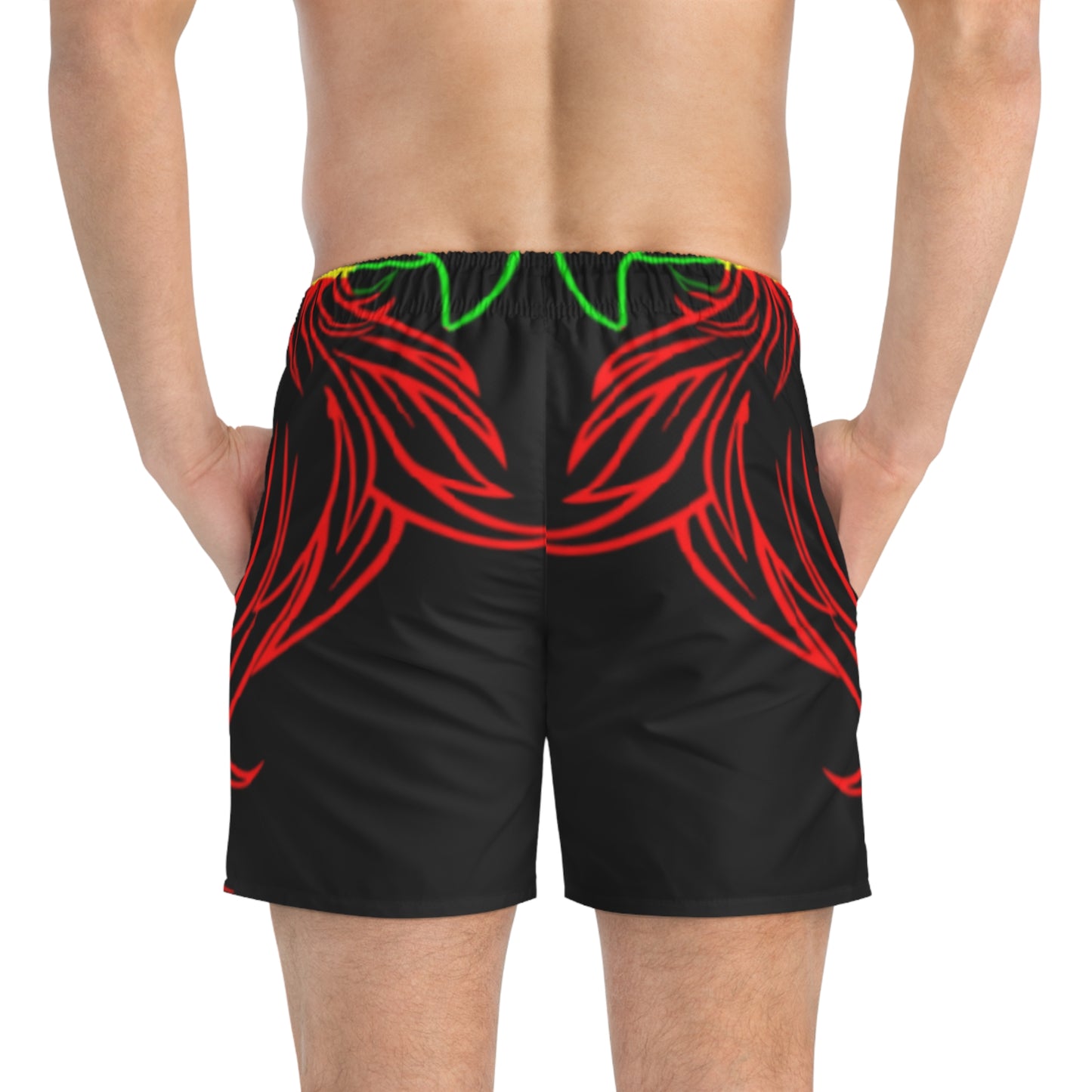 Black African Eagle Swim Trunks (AOP)